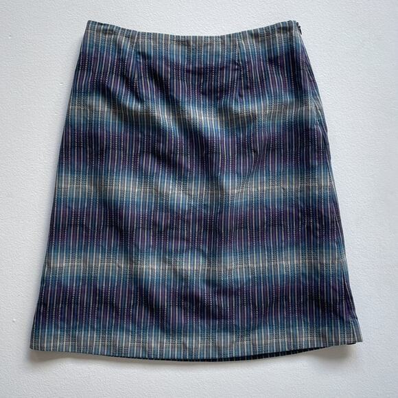 Pendleton 100% Wool Blue Plaid Woven Pencil Skirt Side Zip Preppy Sz 6 Petite - Picture 1 of 8
